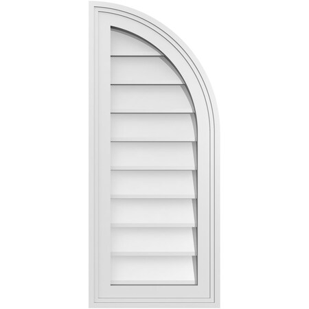 Ekena Millwork Quarter Round Top Right Surface Mount PVC Gable Vent w/ 2"W x 1-1/2"P Brickmould Frame, 12"W x 28"H GVPQR12X2802SN